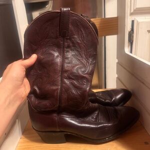 Mens Dan Post size 14 Milwaukee Burgundy Leather Cowboy Western Rancher Boots